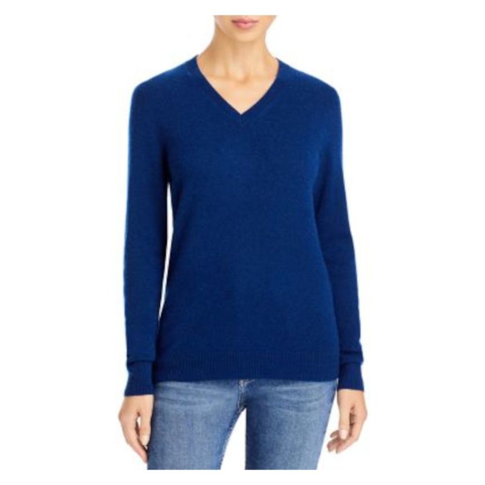 Designer Brand Womens Blue Long Sleeve V Neck Sweater M